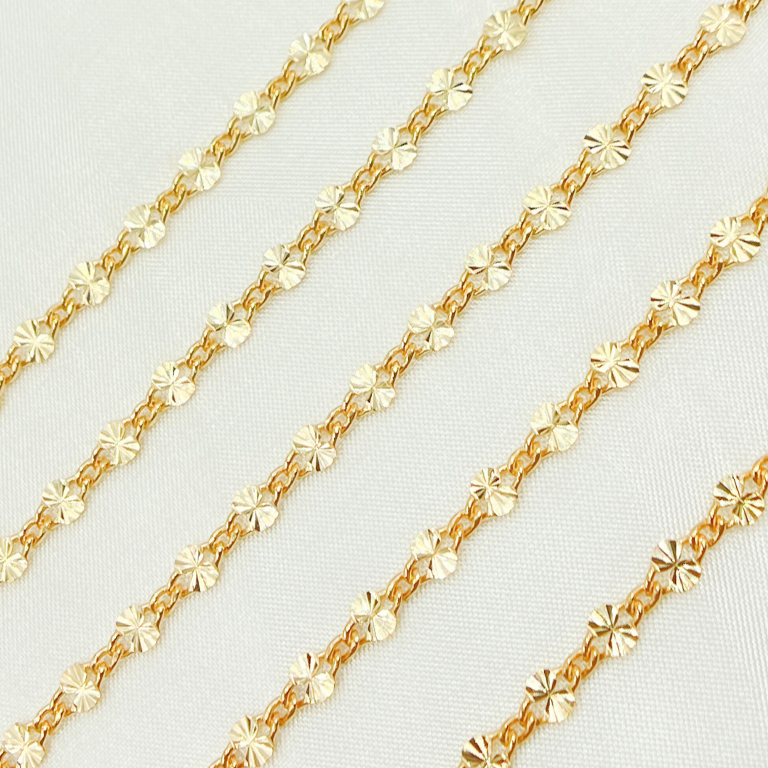 V212GF. 14k Gold Filled Curb & Diamond Cut Marina Link