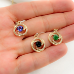 Load image into Gallery viewer, 14K Solid Gold Diamond Circle Charm. GDP129