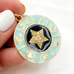 Load image into Gallery viewer, Diamond Sterling Silver Round Star Enamel Pendant