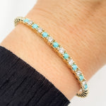Load image into Gallery viewer, BNI68561. 14K Solid Yellow Gold Gemstone and Diamond Fancy Bangle