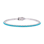 Load image into Gallery viewer, BNT68424. 14K Solid White Gold Turquoise Bangle