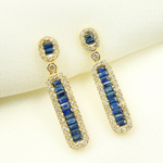 Load image into Gallery viewer, EFJ52125BS. 14k Solid Gold, Diamonds & Blue Sapphire Dangle Earrings