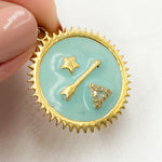 Load image into Gallery viewer, Shop Now Diamond Sterling Silver Round Enamel Pendant