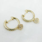 Load image into Gallery viewer, HP400510. 14K Solid Yellow Gold Diamond Hoop with Dangle Heart
