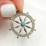 Load image into Gallery viewer, Shop Now Sterling Silver Round Flower Pendant with Gemstone