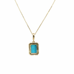 Load image into Gallery viewer, CMD00365TQ8X6. 14K Solid Gold Rectangular-Shaped Turquoise and Diamond Charm