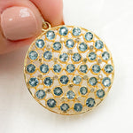 Load image into Gallery viewer, DSP075. Diamond Sterling Silver Round Pendant with Gemstone