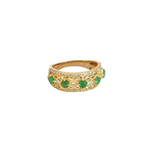 Load image into Gallery viewer, 14K Solid Yellow Gold Diamond and Emerald Band Ring.