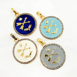 Load image into Gallery viewer, DP557A. Diamond Sterling Silver Round Enamel Pendant
