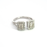Load image into Gallery viewer, 14K Solid Gold Rectangle Diamond Baguette Ring.