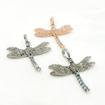 Load image into Gallery viewer, DP384. Diamond Sterling Silver Dragonfly Pendant with Gemstone