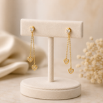 Load image into Gallery viewer, EFB51702. 14K Solid Gold and Diamonds Hearts Dangle Earrings