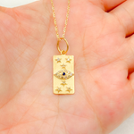 Load image into Gallery viewer, GDP664. 14K Solid Gold Diamond Rectangle Eye and Stars Charm