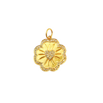 Load image into Gallery viewer, 14K Solid Gold Flower Pendant with Diamond Heart. GDP165