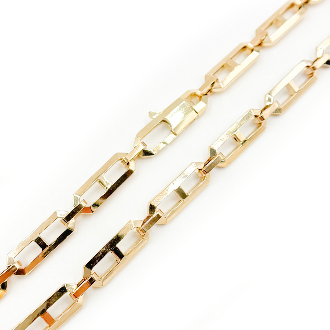 14K Hollow Gold Diamond Cut Cut Marina and Cable Link Chain