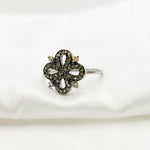 Load image into Gallery viewer, DE015. Diamond Black Rhodium Sterling Silver Flower Ring