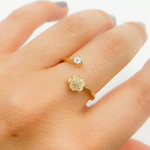 Load image into Gallery viewer, 14K Solid Gold Flower Diamond Ring.