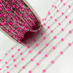 Load image into Gallery viewer, Sterling Silver Pink Color Enamel Chain