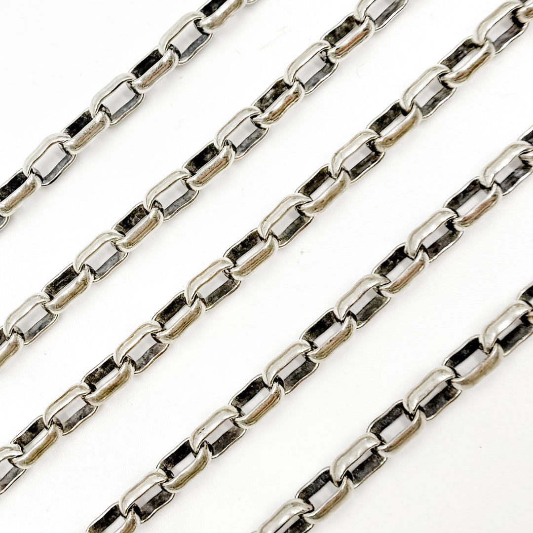 921OX. Oxidized Sterling Silver Smooth Oval Chain