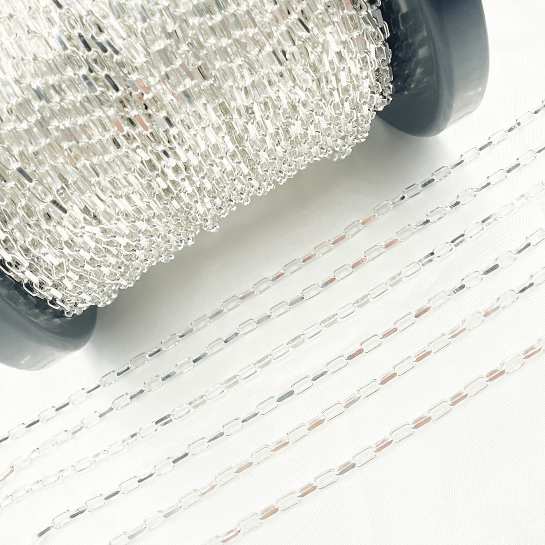 Z100SS. Sterling Silver Flat Oval Box Link Chain