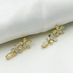 Load image into Gallery viewer, ER417847. 14k Solid Gold Diamond Flower Dangle Stud Earrings