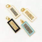 Load image into Gallery viewer, Diamond Sterling Silver Rectangle Enamel Pendant
