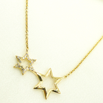 Load image into Gallery viewer, NFC71186. 14k Solid Gold Diamond Stars Cable Link Necklace