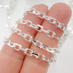 Load image into Gallery viewer, Silver Twisted & Diamond Cut Rectangle Chain