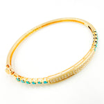 Load image into Gallery viewer, BNH68564TQ. 14K Solid Gold Diamond and Round Turquoise Bangle