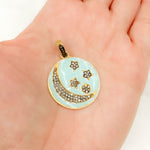 Load image into Gallery viewer, Sterling Silver Round Moon and Star Enamel Pendants