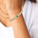 Load image into Gallery viewer, CB96646EM6. 14k Solid Yellow Gold with Diamond and Emerald Heart