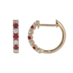 Load image into Gallery viewer, EHE57608. 14K Solid Gold Diamond and Gemstone Huggies