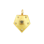 Load image into Gallery viewer, CGDP40. 14K Solid Gold Shield Charm with Diamonds