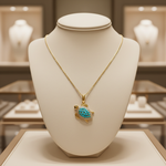 Load image into Gallery viewer, PFD33004TQ. 14K Solid Gold Diamond & Turquoise Turtle Pendant