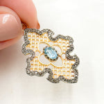 Load image into Gallery viewer, DP330. Diamond Sterling Silver Fancy Shape Pendant with Gemstone