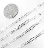 Load image into Gallery viewer, 925 Sterling Silver Flat Dimond Cut Paperclip Necklace. X27SSNecklace
