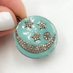 Load image into Gallery viewer, Shop Now Silver Round Moon and Star Enamel Pendant