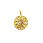 Load image into Gallery viewer, 14K Solid Gold with Diamonds Circle Shape Charm with Star in the Center. KG27