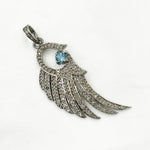 Load image into Gallery viewer, Diamond Sterling Silver Wing Pendant with Gemstones