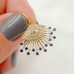 Load image into Gallery viewer, 14k Solid Gold Diamond and Gemstones Eye Charm. GDP527