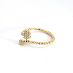 Load image into Gallery viewer, 14k Solid Yellow Gold Flower Diamond Ring.