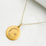 Load image into Gallery viewer, GDP105. 14K Solid Gold Diamond Circle Charm with Moon and Star