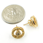 Load image into Gallery viewer, EFE52001A. 14K Solid Gold and Diamonds Circle with Eye Earrings