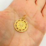 Load image into Gallery viewer, 14K Solid Gold Diamond Circle Sun Charm with Star in the Center. GDP257