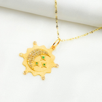 Load image into Gallery viewer, 14K Solid Gold Moon and Stars Charm with Diamond and Gemstones. GDP643