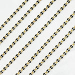 Load image into Gallery viewer, V244BKGP. 925 Sterling Silver Gold Plated Black Enamel Cable Link Chain