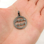 Load image into Gallery viewer, DC373. Diamond Sterling Silver Round Aquarius Zodiac Pendant