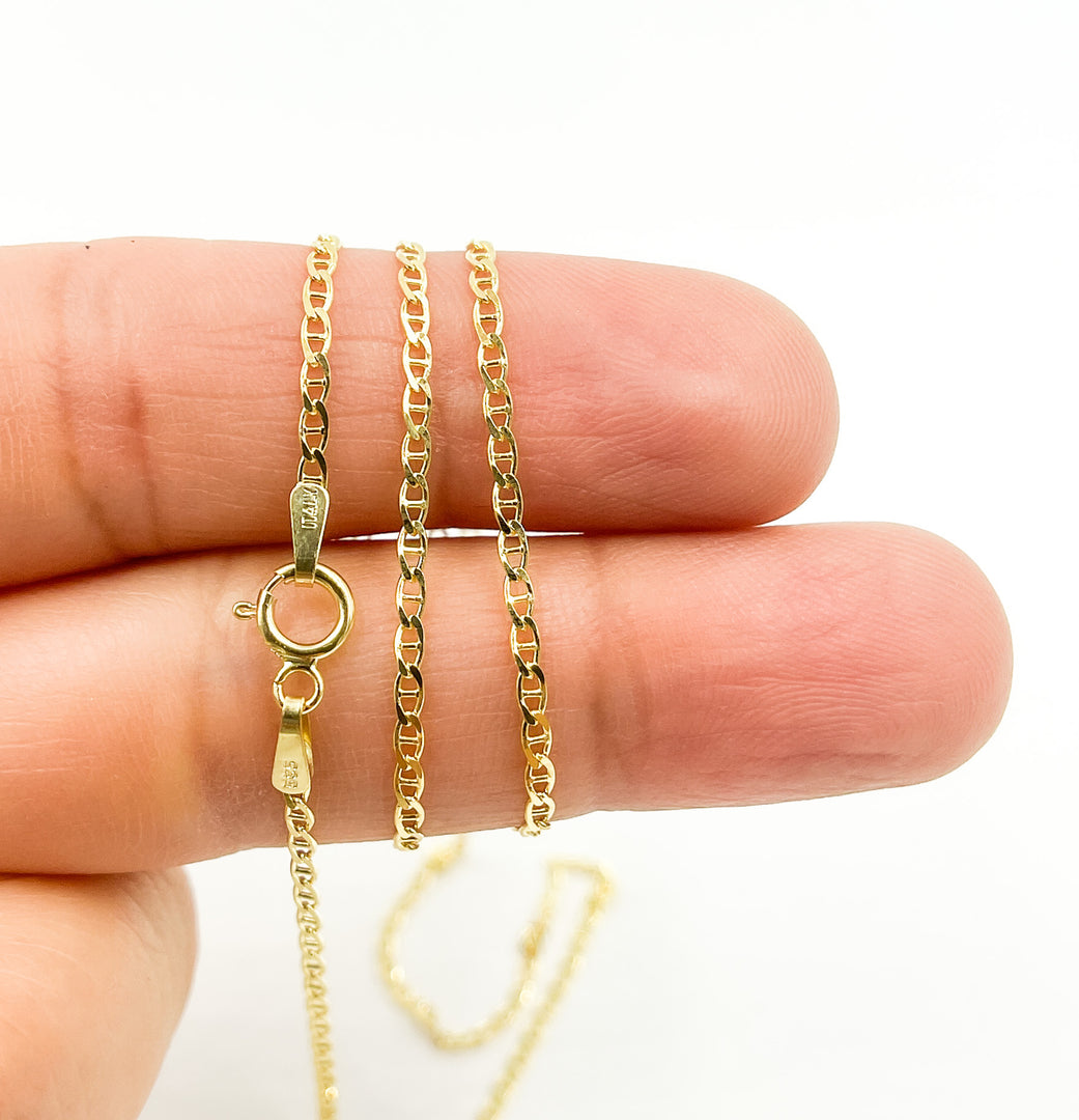Buy Now 14K Solid Gold Flat Marina Link Chain