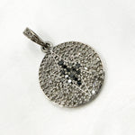 Load image into Gallery viewer, DP561. Diamond Sterling Silver Round Star Pendant with Black Diamond