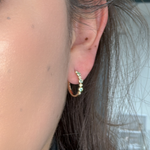 Load image into Gallery viewer, EHA56738EM. 14k Solid Gold Diamond and Emerald Oval Hoop